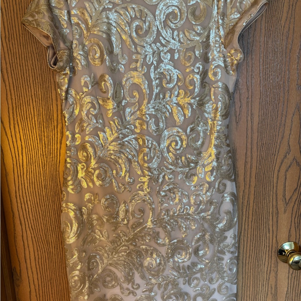 Dressbarn Gold Appliqué Cocktail Dress